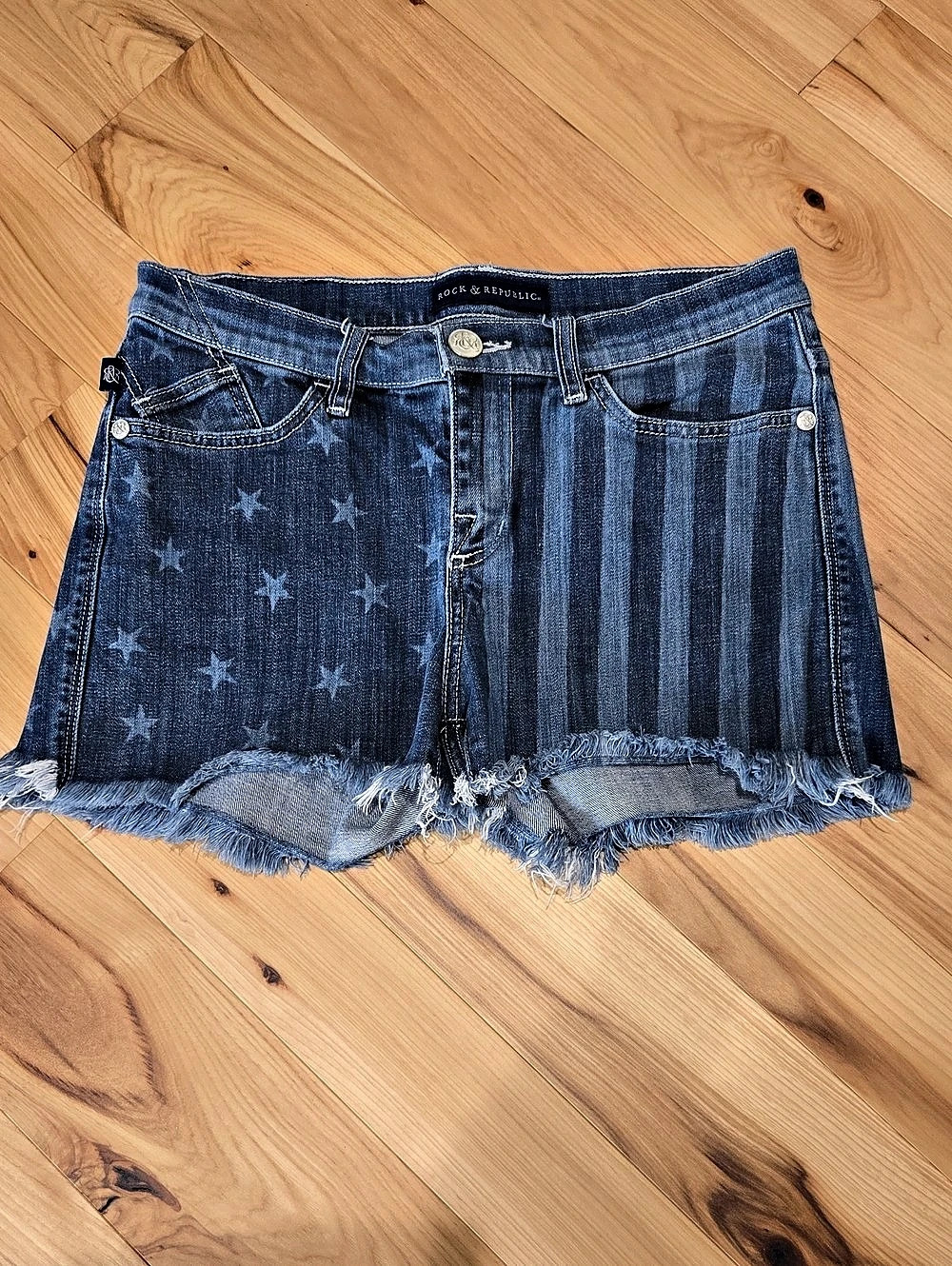 Rock & Republic Lolita Stars & Stripes Cut-Off Denim Shorts Denim Jean Shorts 8